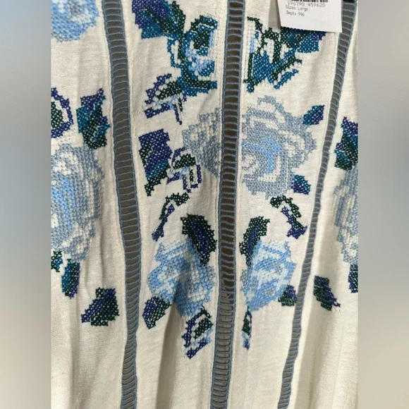 Free People White Top with Blue Embroidery - Picture 4 of 11